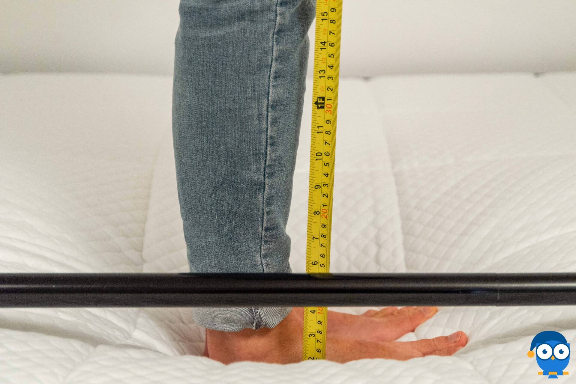 Sinkage on Nectar mattress with ruler